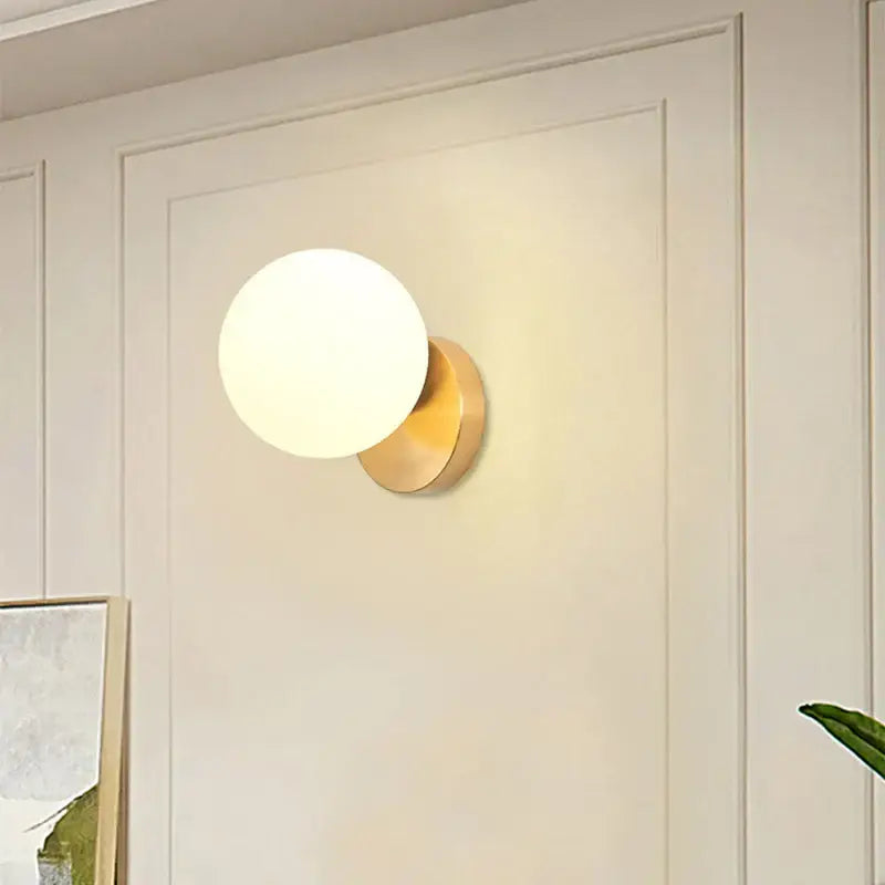 Modern gold glass ball wall lamp bedroom sconce