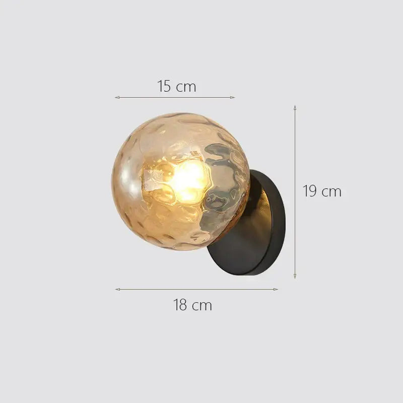Modern gold glass ball wall lamp bedroom sconce