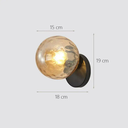 Modern gold glass ball wall lamp bedroom sconce