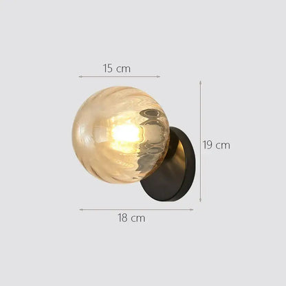 Modern gold glass ball wall lamp bedroom sconce