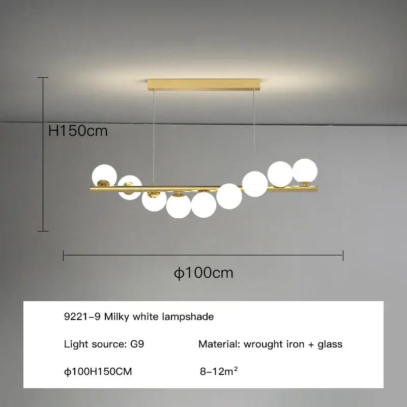 Modern gold glass balls chandelier dining room pendant light