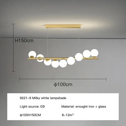 Modern gold glass balls chandelier dining room pendant light