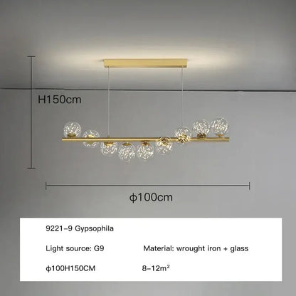 Modern gold glass balls chandelier dining room pendant light
