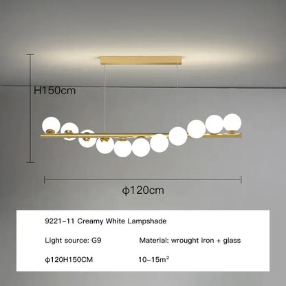 Modern gold glass balls chandelier dining room pendant light