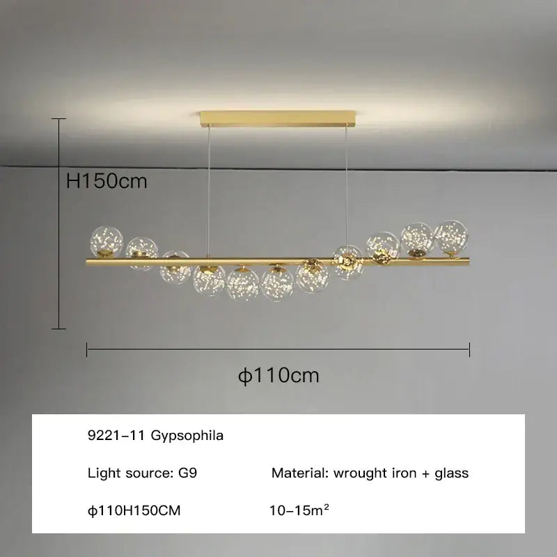 Modern gold glass balls chandelier dining room pendant light