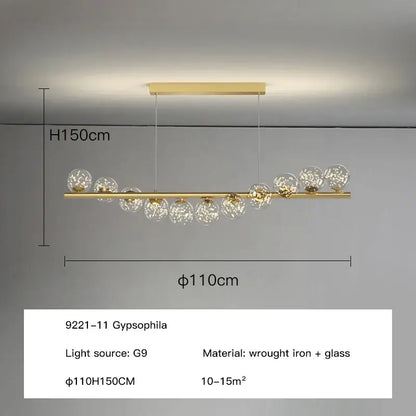 Modern gold glass balls chandelier dining room pendant light
