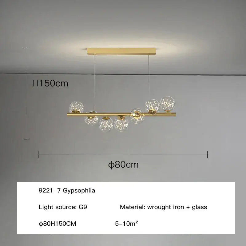 Modern gold glass balls chandelier dining room pendant light