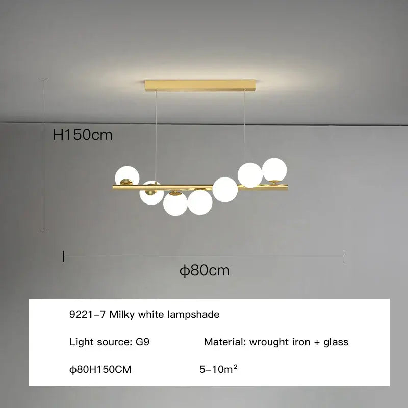 Modern gold glass balls chandelier dining room pendant light