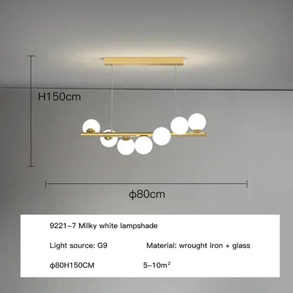 Modern gold glass balls chandelier dining room pendant light