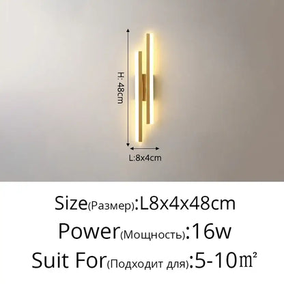 Modern gold led strip wall lamp bedroom sconce light