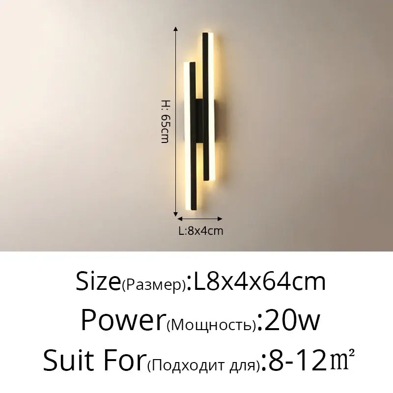 Modern gold led strip wall lamp bedroom sconce light
