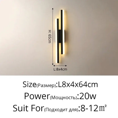 Modern gold led strip wall lamp bedroom sconce light