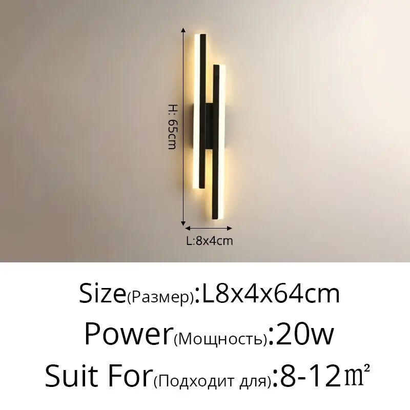 Modern gold led strip wall lamp bedroom sconce light