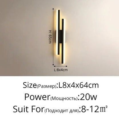 Modern gold led strip wall lamp bedroom sconce light
