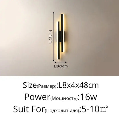 Modern gold led strip wall lamp bedroom sconce light