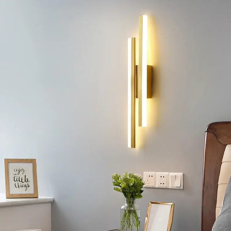 Modern gold led strip wall lamp bedroom sconce light