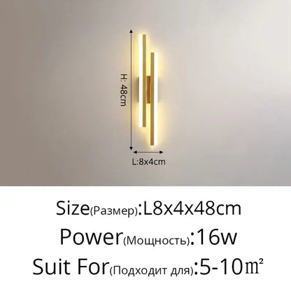 Modern gold led strip wall lamp bedroom sconce light