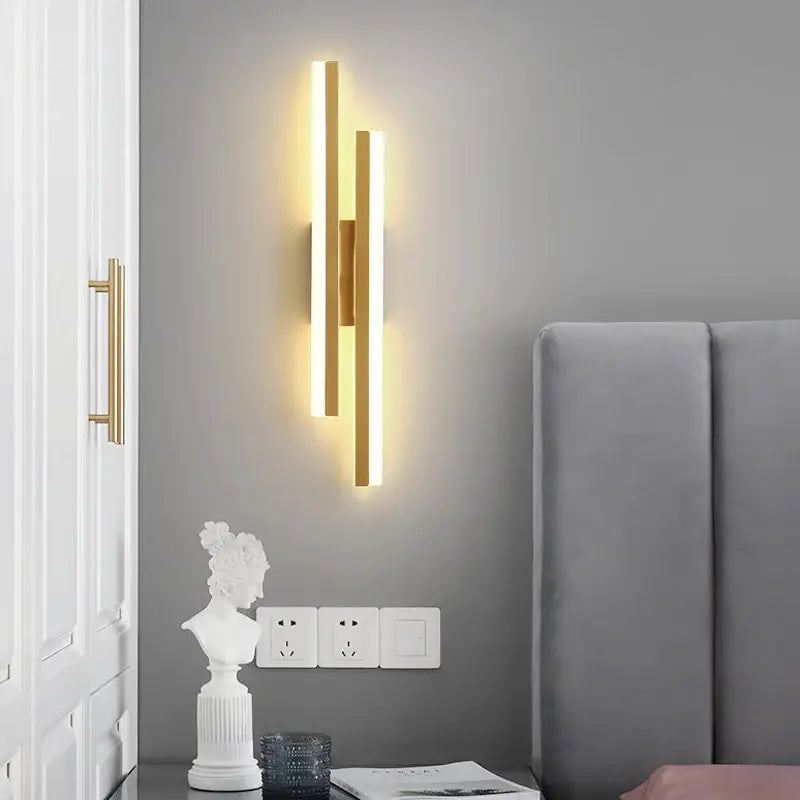 Modern gold led strip wall lamp bedroom sconce light