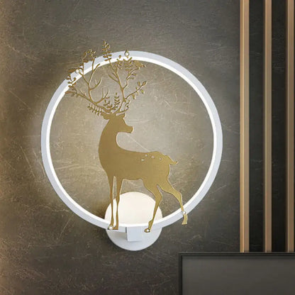 Modern gold deer mural led hoop wall sconce living room light