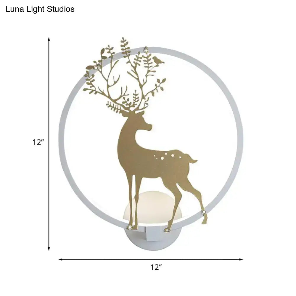 Modern gold deer mural led hoop wall sconce living room light