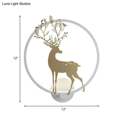 Modern gold deer mural led hoop wall sconce living room light