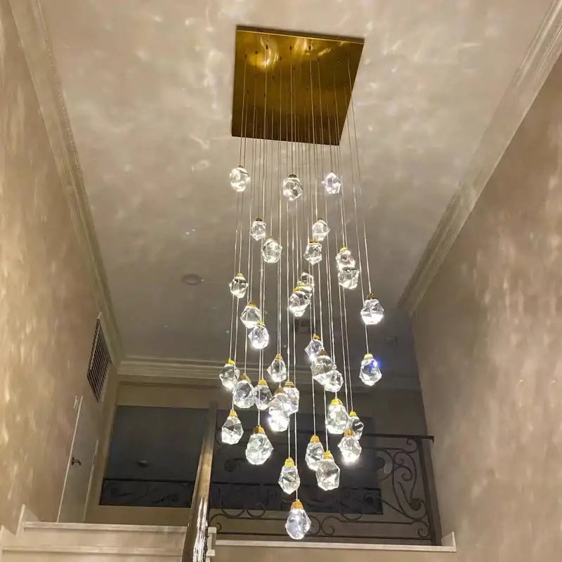 Modern gold diamond crystal ball chandelier dining room pendant light