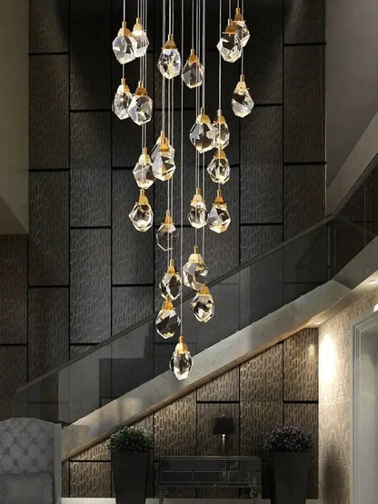 Modern gold diamond crystal ball chandelier dining room pendant light