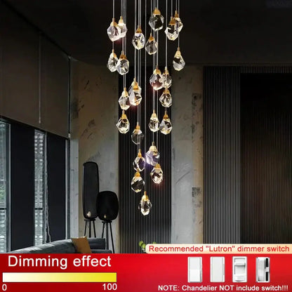 Modern gold diamond crystal ball chandelier dining room pendant light
