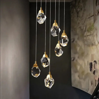 Modern gold diamond crystal ball chandelier living room light fixture