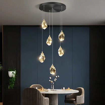 Modern gold diamond crystal ball chandelier living room light fixture