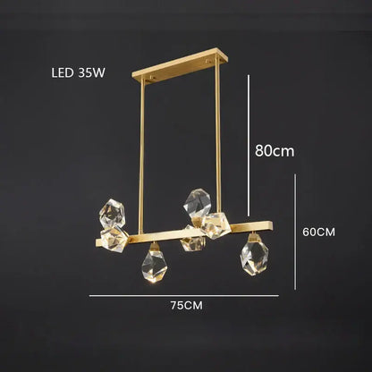 Modern gold diamond crystal brass led pendant light dining room