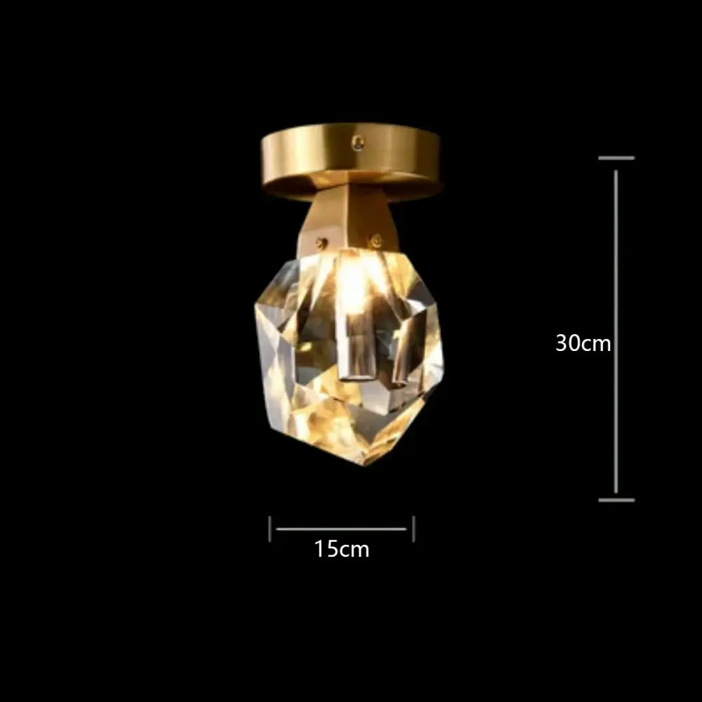 Modern gold diamond crystal brass led pendant light dining room