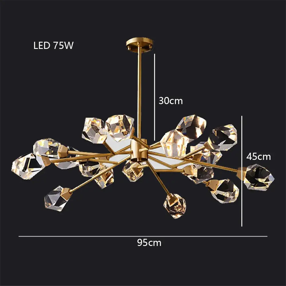 Modern gold diamond crystal brass led pendant light dining room
