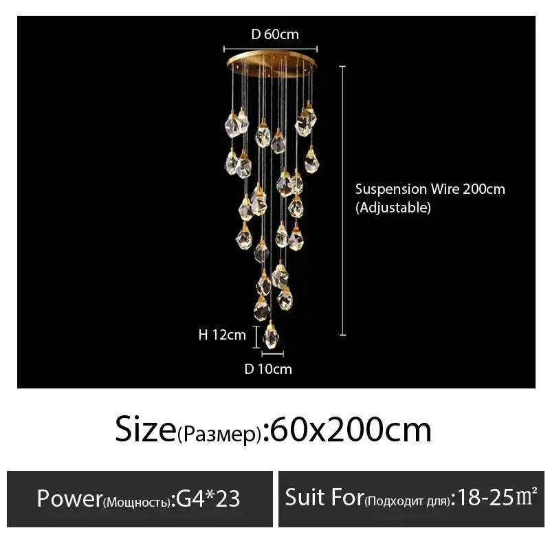 Modern gold diamond crystal chandelier living room lighting