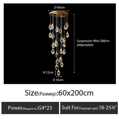 Modern gold diamond crystal chandelier living room lighting