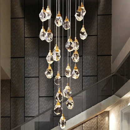 Modern gold diamond crystal chandelier living room lighting