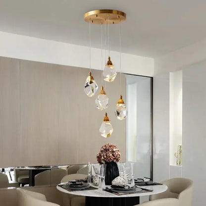 Modern gold diamond crystal chandelier living room lighting