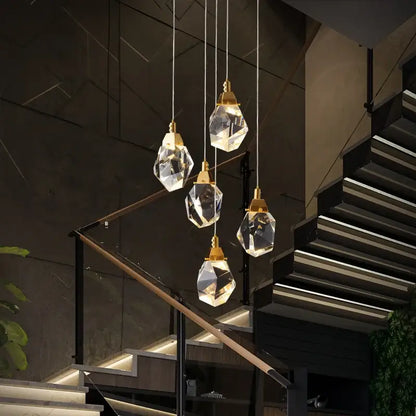 Modern gold diamond crystal chandelier living room lighting