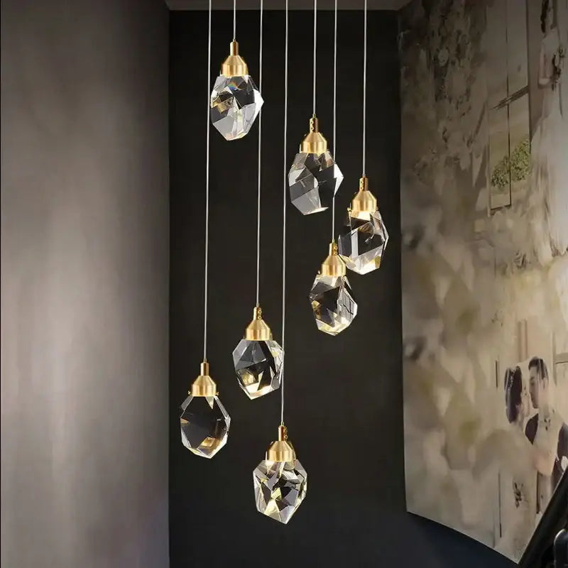 Modern gold diamond crystal chandelier living room lighting