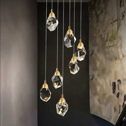 Modern gold diamond crystal chandelier living room lighting
