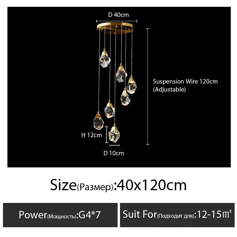 Modern gold diamond crystal chandelier living room lighting