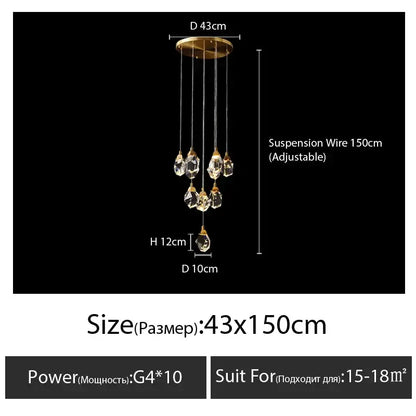 Modern gold diamond crystal chandelier living room lighting