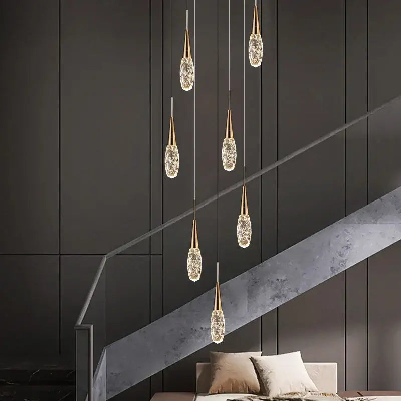 Modern gold diamond crystal chandelier living room pendant light
