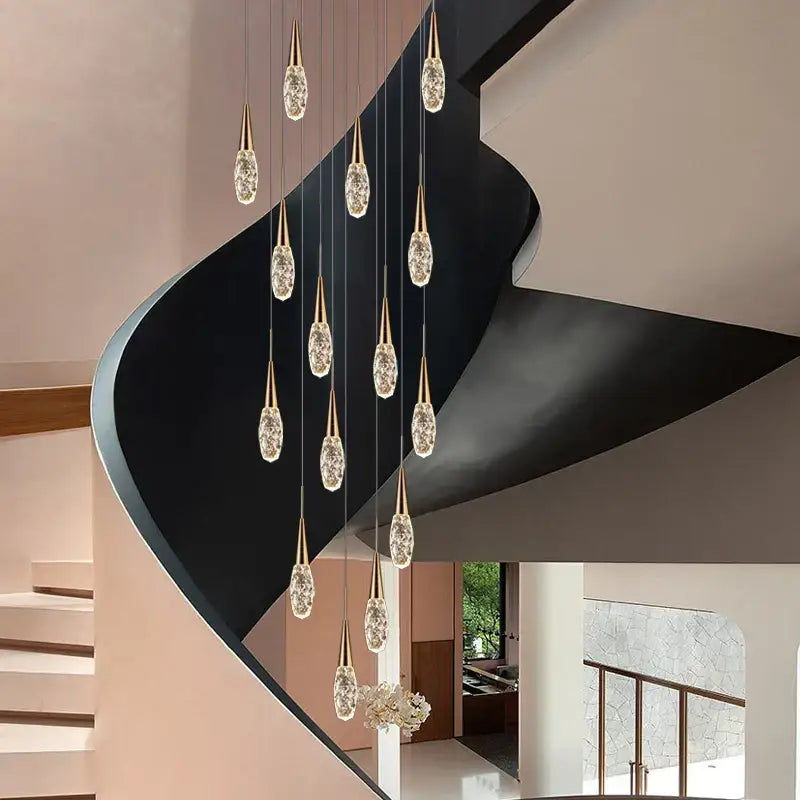 Modern gold diamond crystal chandelier living room pendant light