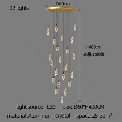 Modern gold diamond crystal chandelier living room pendant light