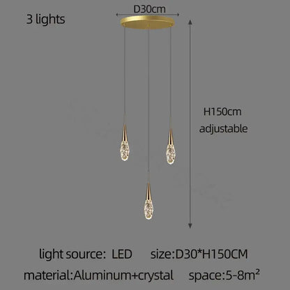 Modern gold diamond crystal chandelier living room pendant light