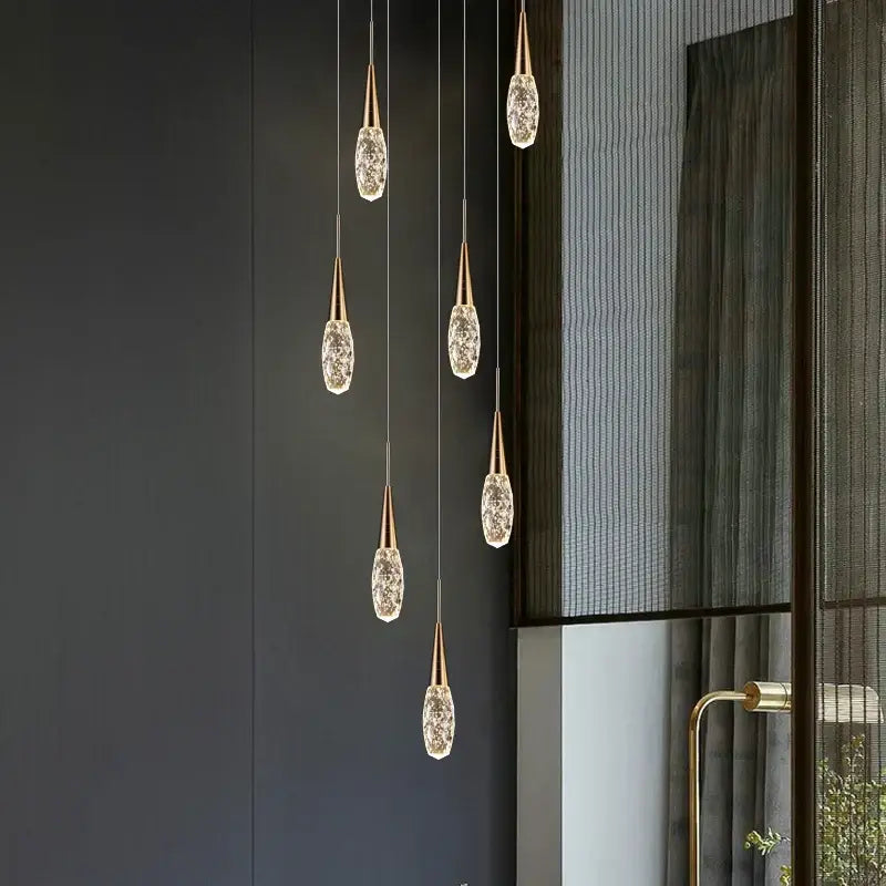 Modern gold diamond crystal chandelier living room pendant light