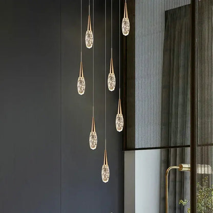 Modern gold diamond crystal chandelier living room pendant light