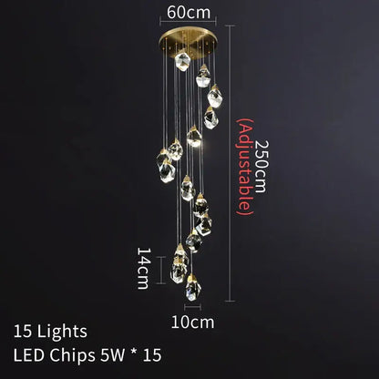 Modern gold diamond crystal led ceiling chandelier for dining room