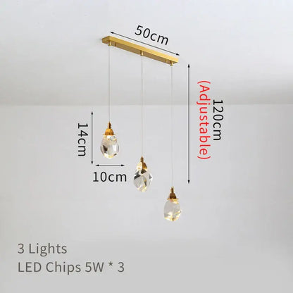 Modern gold diamond crystal led ceiling chandelier for dining room